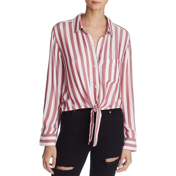 Rails Tops - Rails Striped Tie Front Top